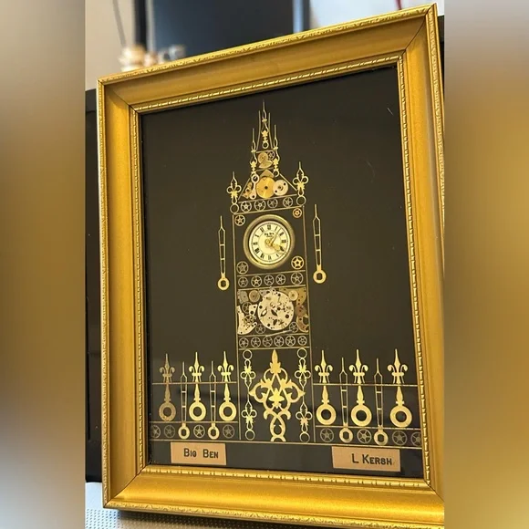 Big Ben & Westminster Abbey SET 70s Horological Collage Art L Kersh Of London